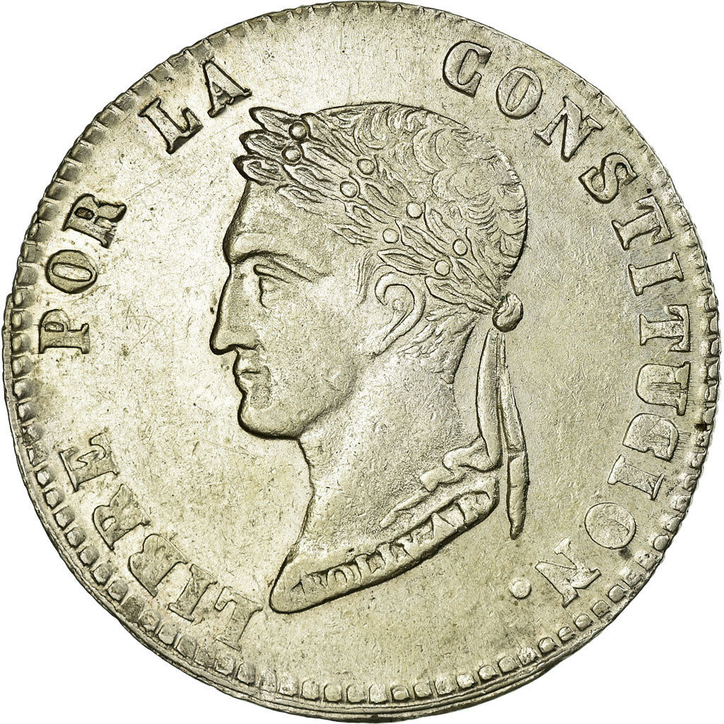Moneda, Bolivia, 4 Soles, 1854, La Paz, EBC, Plata, KM:125
