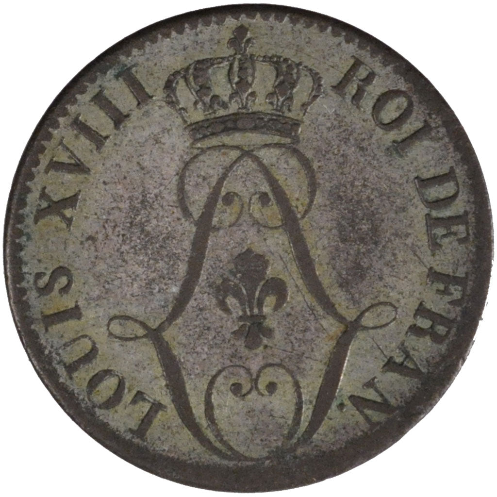 FRENCH GUIANA, 10 Centimes, 1818, Paris, KM #A1, MS(60-62), Billon, 22.5,...
