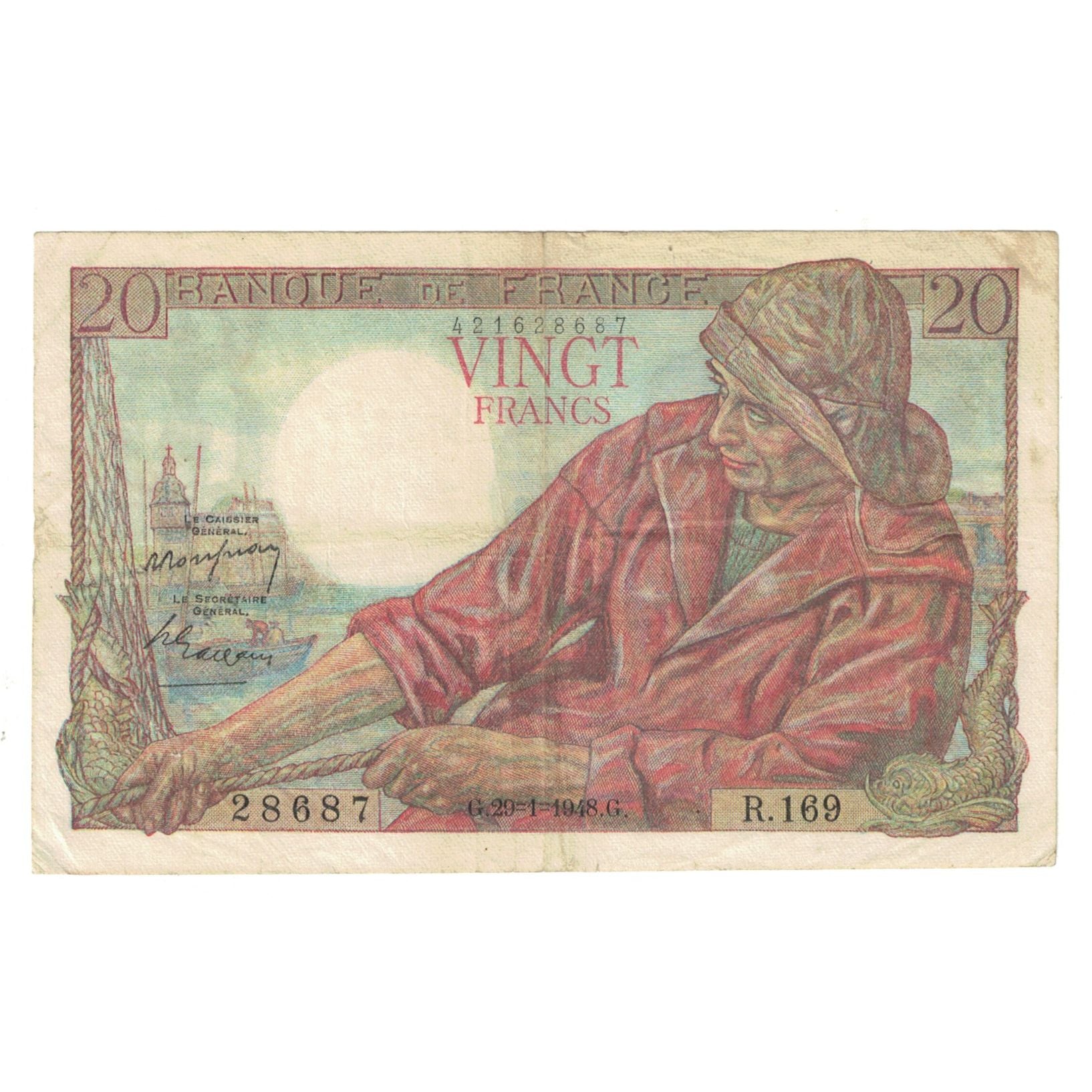 Francja, 20 Francs, Pêcheur, 1948, R.169, EF(40-45), Fayette:13.12, KM:100c