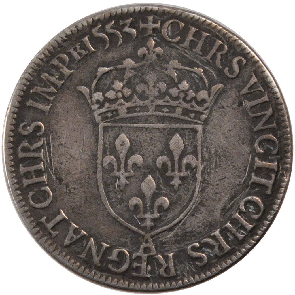 FRANCE, Teston, 1553, Paris, EF(40-45), Silver, Duplessy #989, 9.10