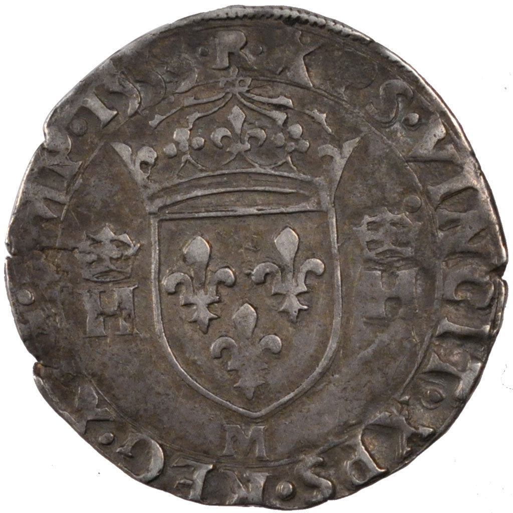 FRANCE, 1/2 Teston, 1553, Toulouse, AU(50-53), Silver, Duplessy #984, 4.70