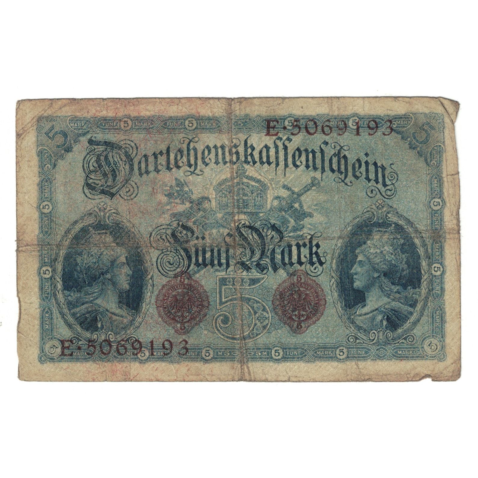 Banknote, Germany, 5 Mark, 1914, 1914-08-05, KM:47c, F(12-15)