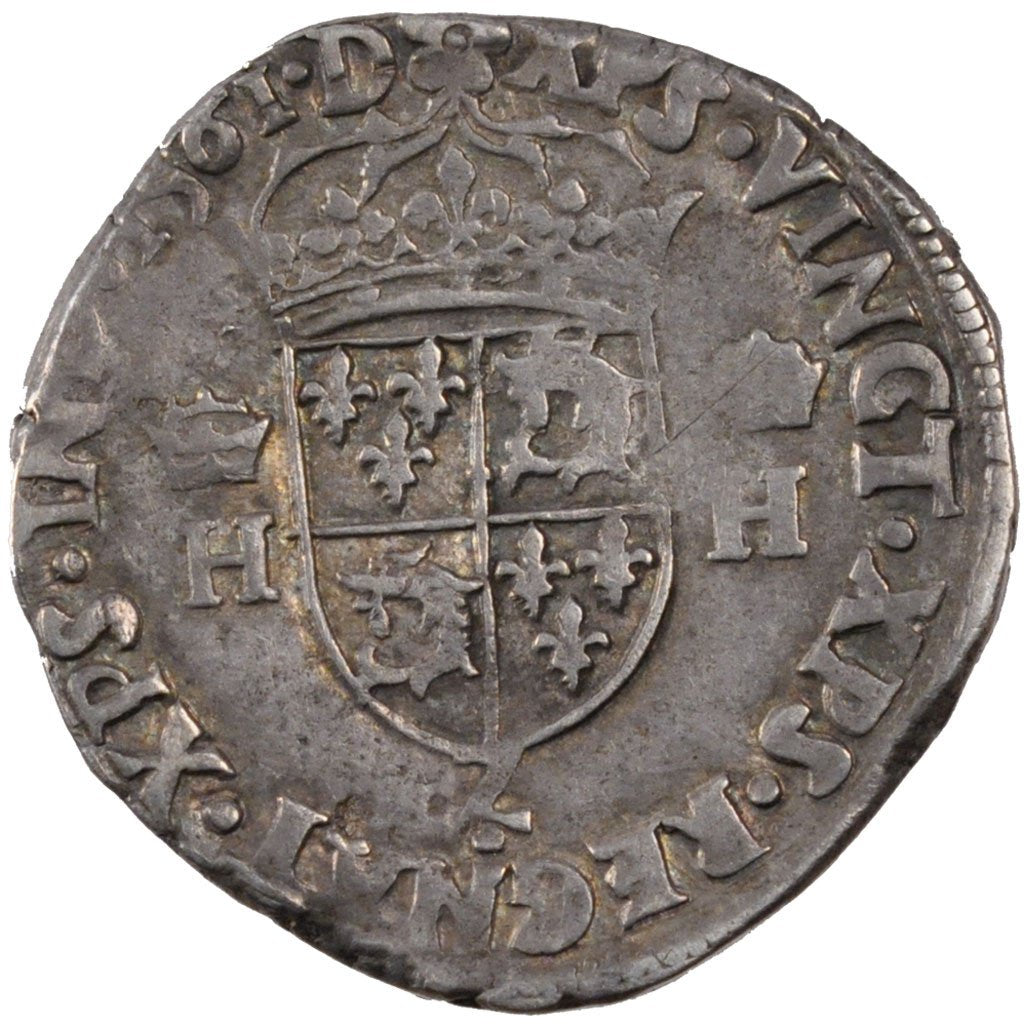 FRANCE, Teston, 1561, Grenoble, EF(40-45), Silver, Duplessy #1054, 9.30