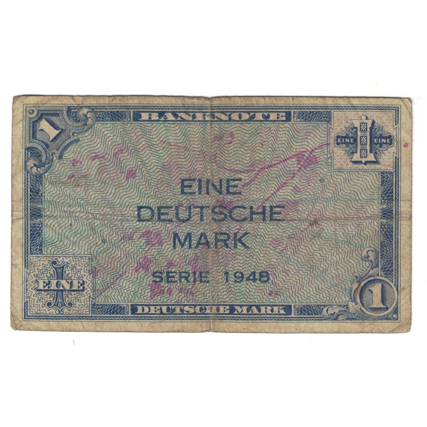 Banknote, GERMANY - FEDERAL REPUBLIC, 1 Deutsche Mark, 1948, KM:2a, F(12-15)