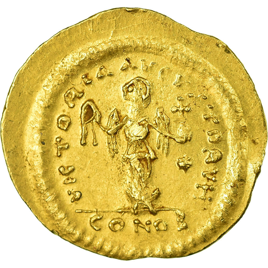 Coin, Justin II, Tremissis, Constantinople, AU(55-58), Gold, Sear:353