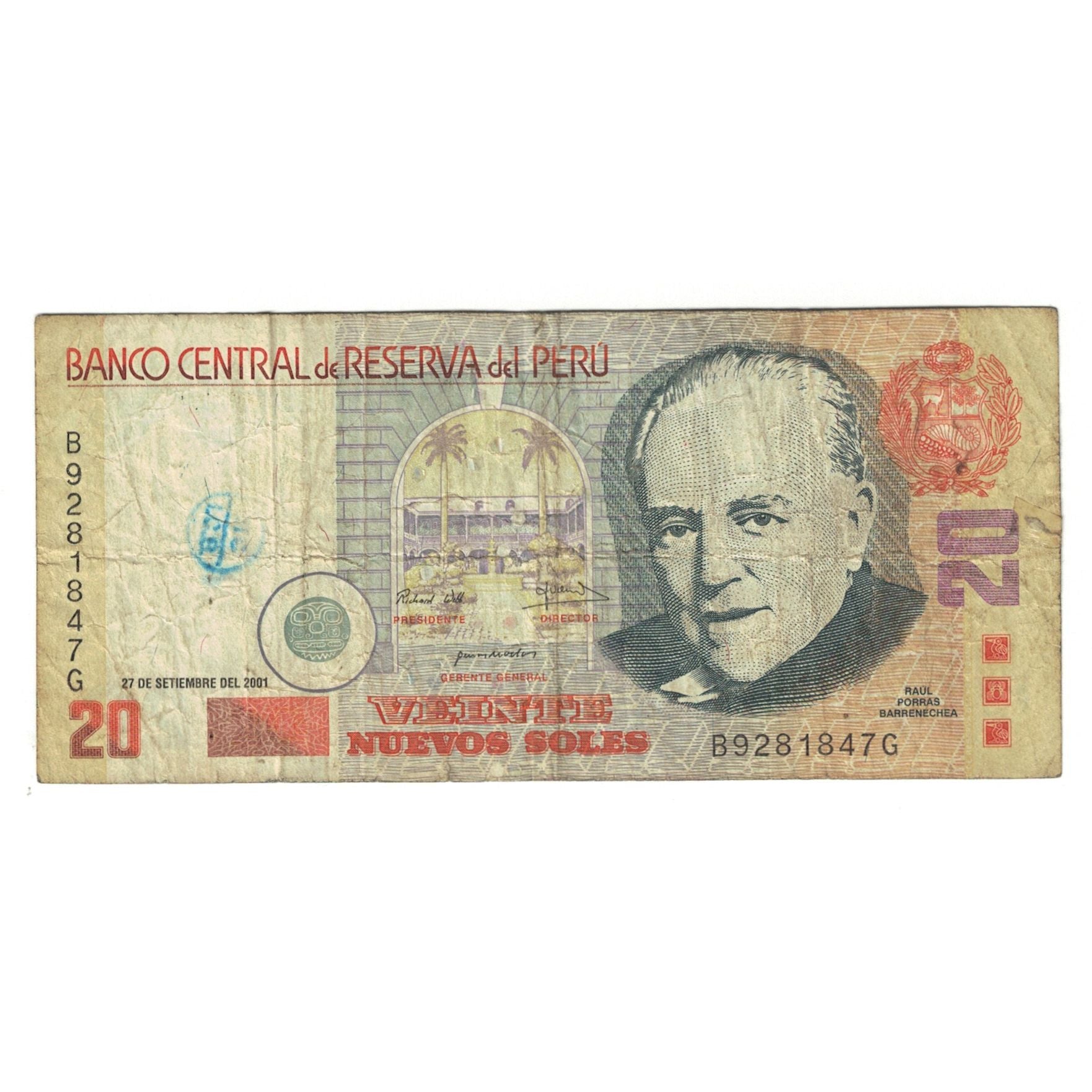 Billete, 20 Nuevos Soles, 2001, Perú, 2001-09-27, BC