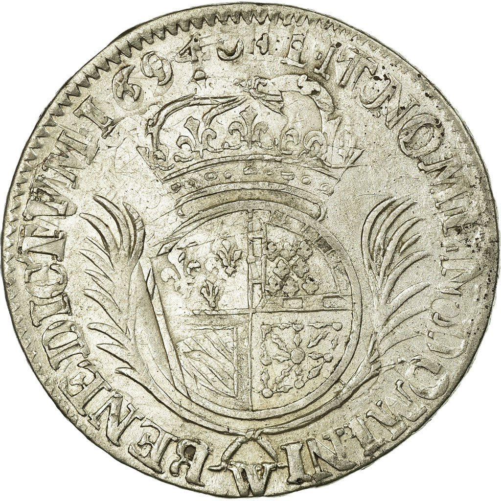 Coin, France, Louis XIV, 1/4 Écu de Flandre aux palmes, 1/4 Ecu, 1694, Lille