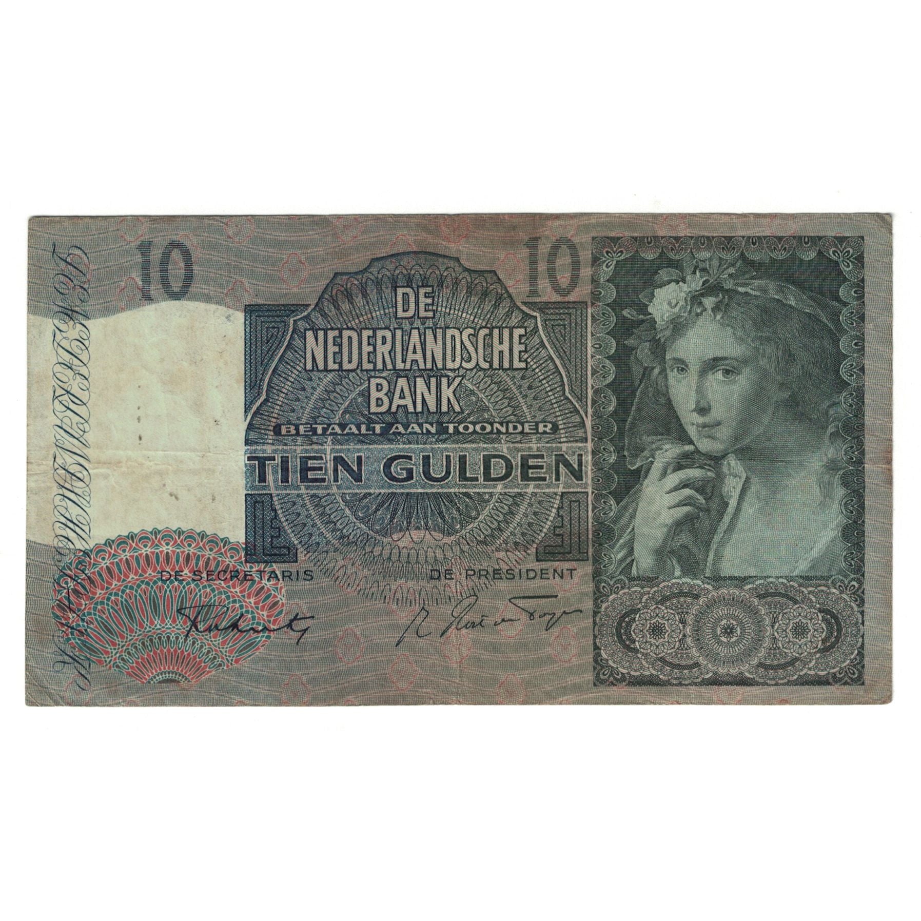 Banknote, Netherlands, 10 Gulden, 1941, 1941-11-10, KM:56a, EF(40-45)