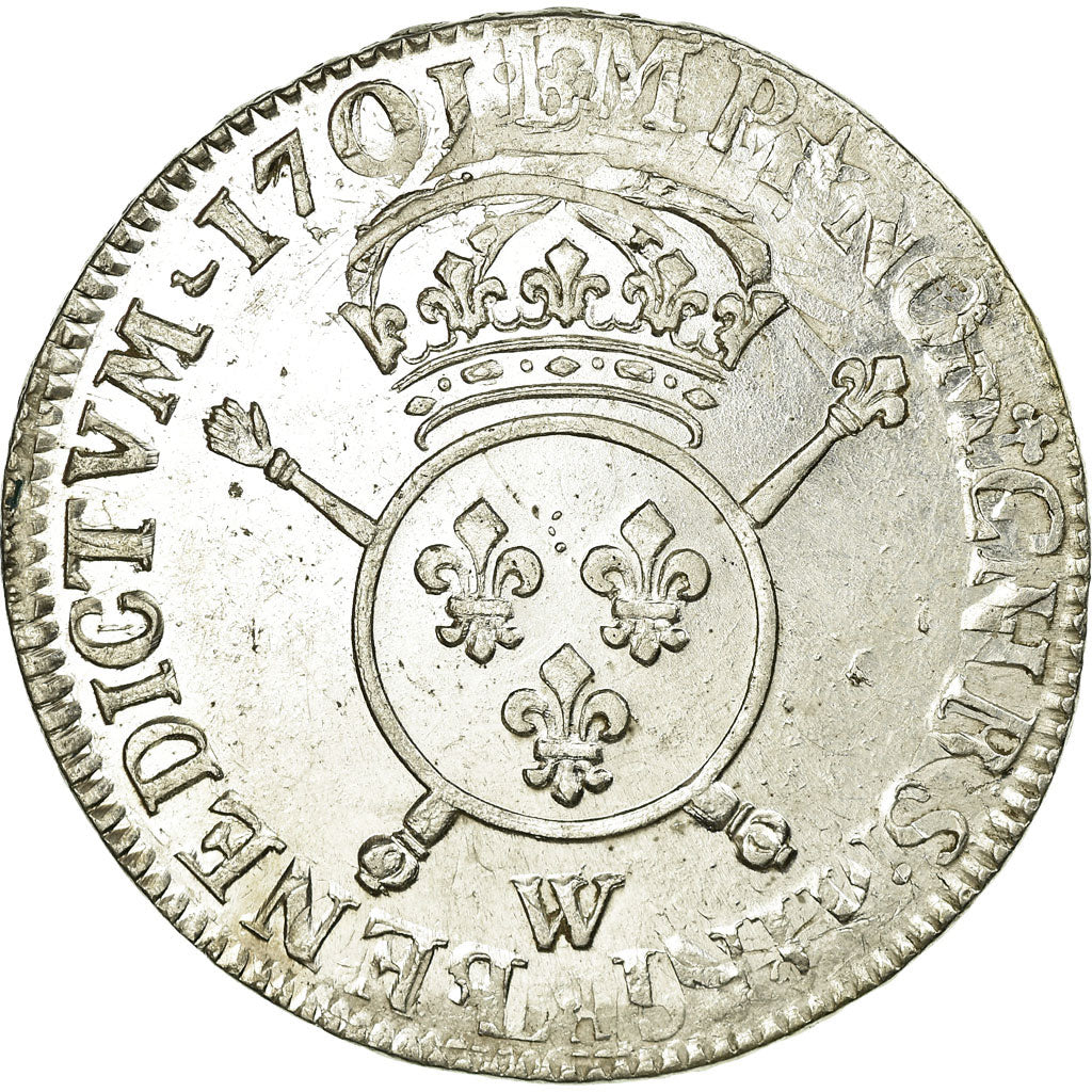Coin, France, Louis XIV, Écu aux insignes, Ecu, 1701, Lille, AU(55-58), Silver