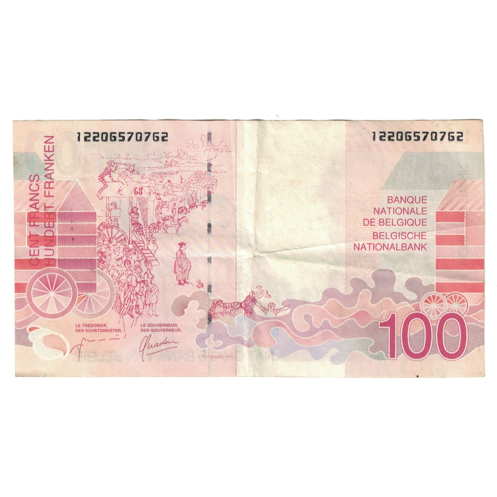 Nota, Bélgica, 100 Francs, EF(40-45)