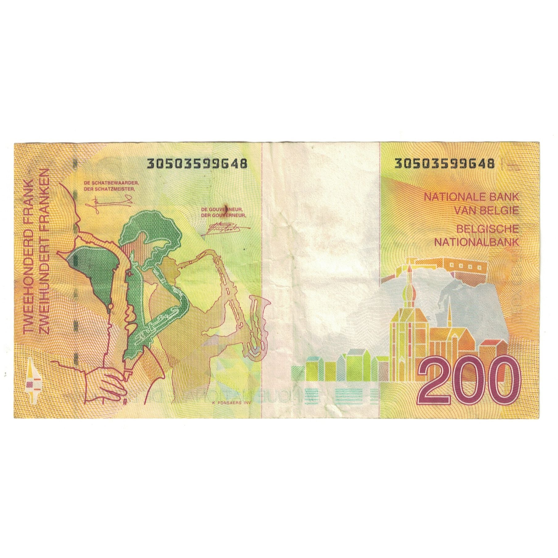 Banknot, Belgia, 200 Francs, KM:148, EF(40-45)