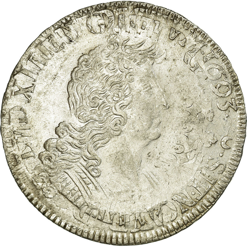 Moneta, Francia, Louis XIV, Écu aux insignes, Ecu, 1702, Amiens, SPL-, Argento