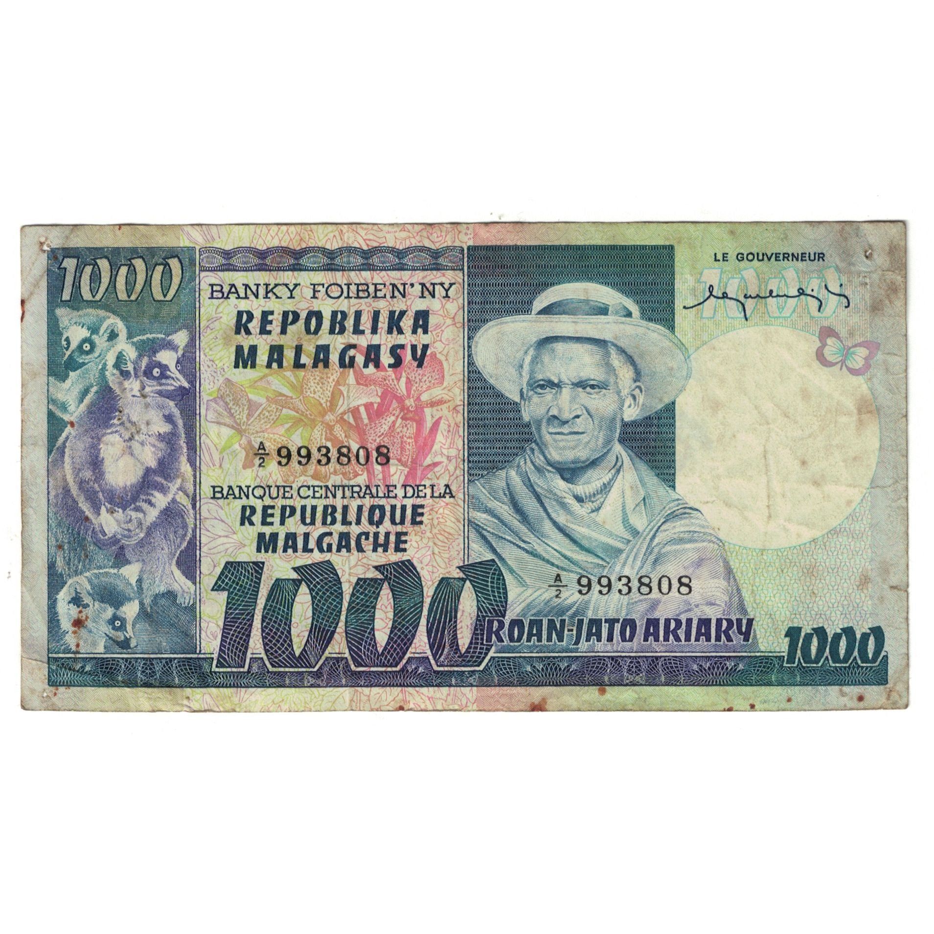 Banknote, Madagascar, 1000 Francs = 200 Ariary, KM:65a, VF(20-25)
