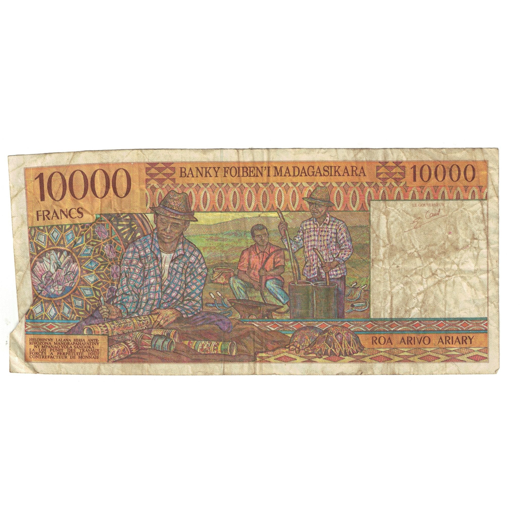 Banknote, Madagascar, 10,000 Francs = 2000 Ariary, KM:79b, VF(20-25)