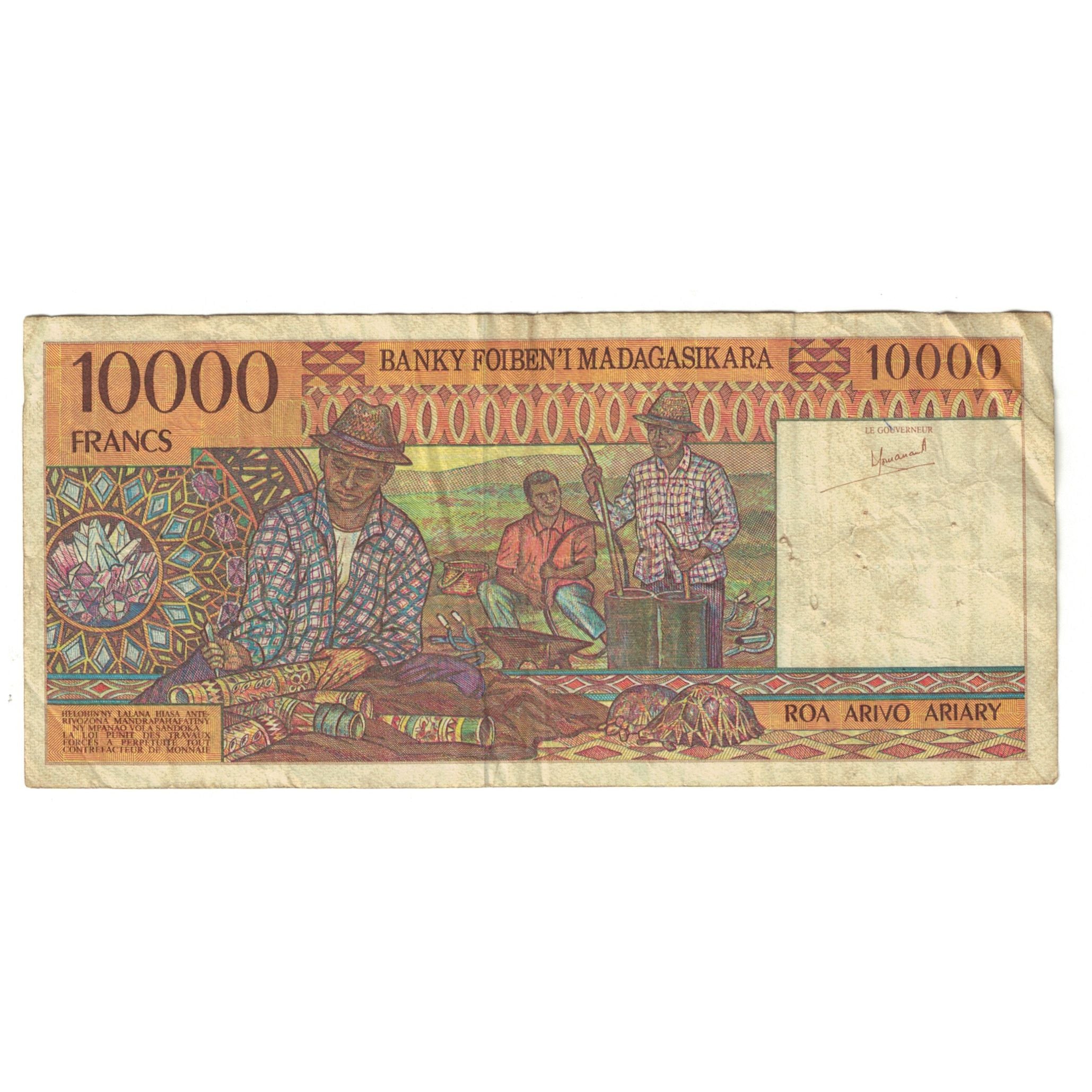 Banknote, Madagascar, 10,000 Francs = 2000 Ariary, KM:79b, VF(20-25)