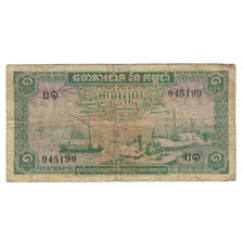 Banknot, Kambodża, 1 Riel, KM:4c, VF(20-25)