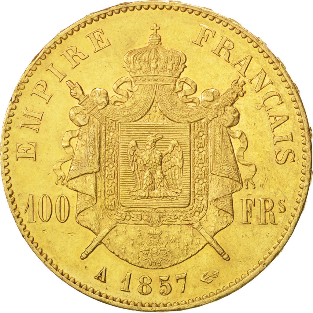 Coin, France, Napoleon III, Napoléon III, 100 Francs, 1857, Paris, AU(55-58)