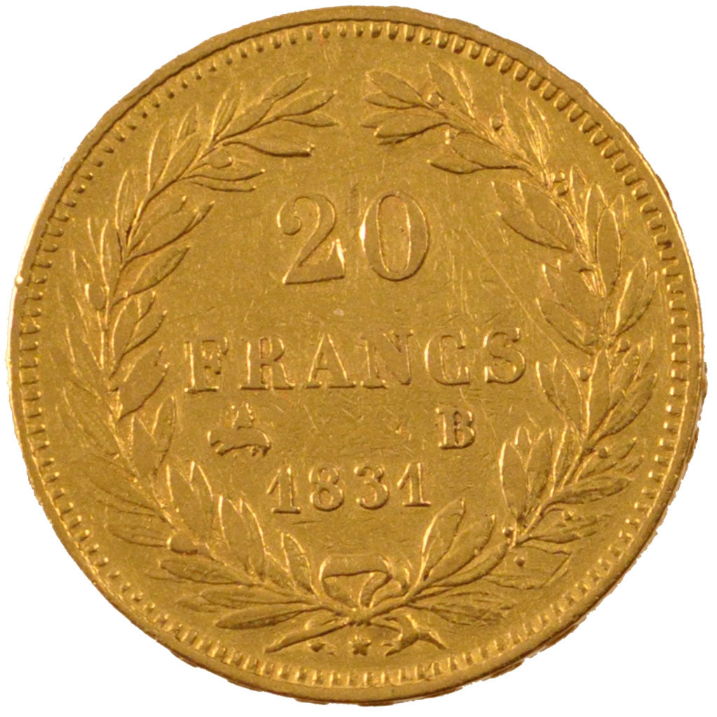 FRANCE, Louis-Philippe, 20 Francs, 1831, Rouen, KM #746.2, EF(40-45), Gold,...
