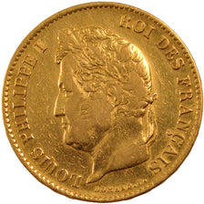 FRANCE, Louis-Philippe, 40 Francs, 1837, Paris, KM #747.1, EF(40-45), Gold,...