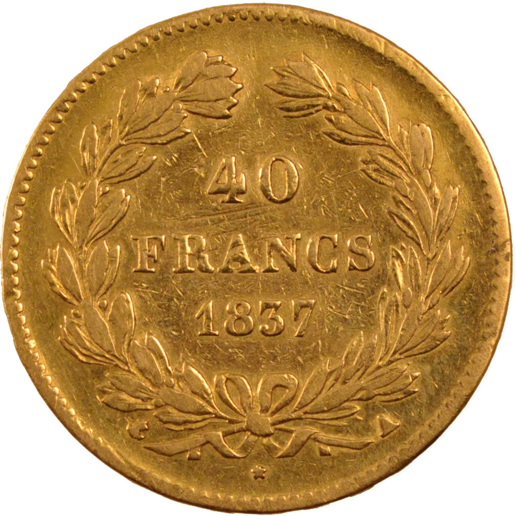 FRANCE, Louis-Philippe, 40 Francs, 1837, Paris, KM #747.1, EF(40-45), Gold,...