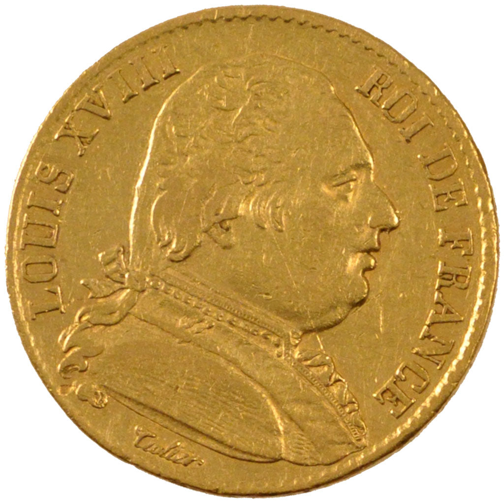 FRANCE, Louis XVIII, 20 Francs, 1815, Paris, KM #706.1, EF(40-45), Gold,...