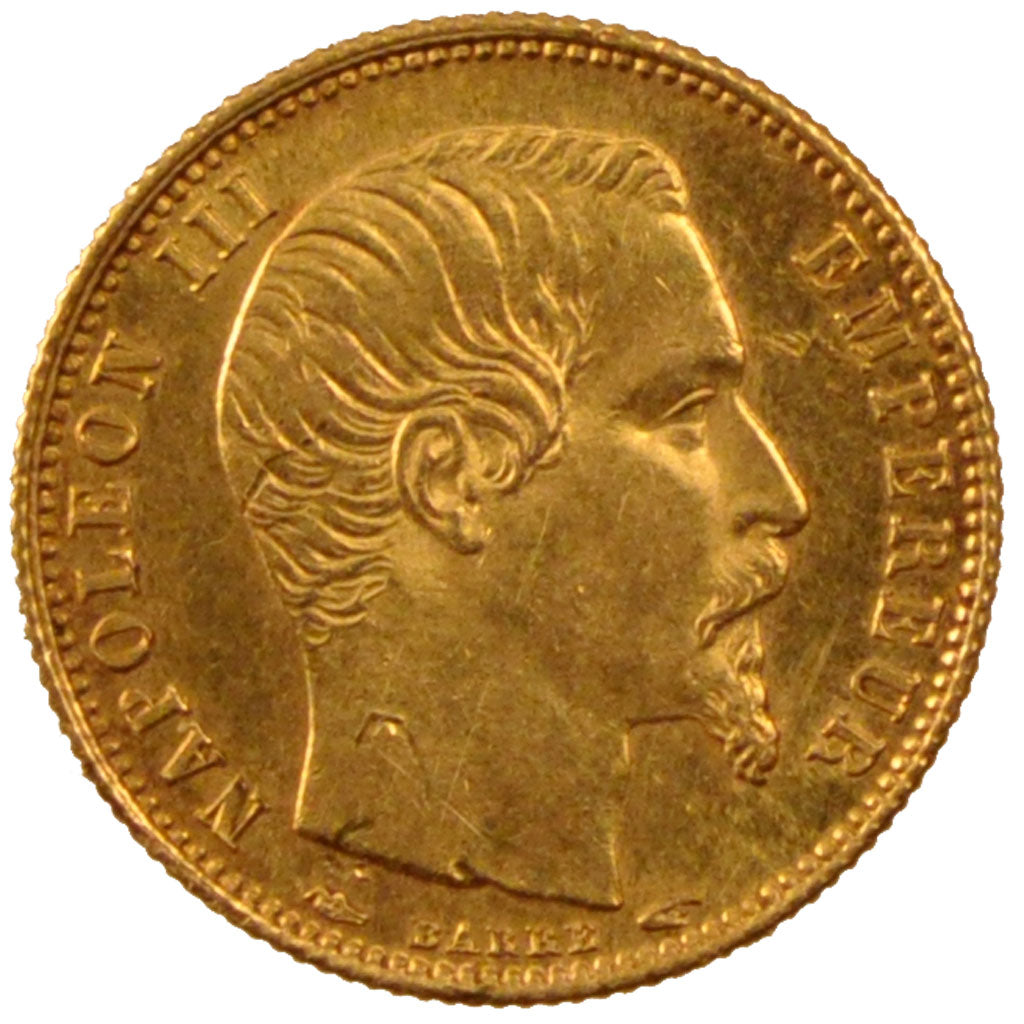 FRANCE, 5 Francs, 1854, Paris, MS(60-62), Gold, Gadoury #1000, 1.60