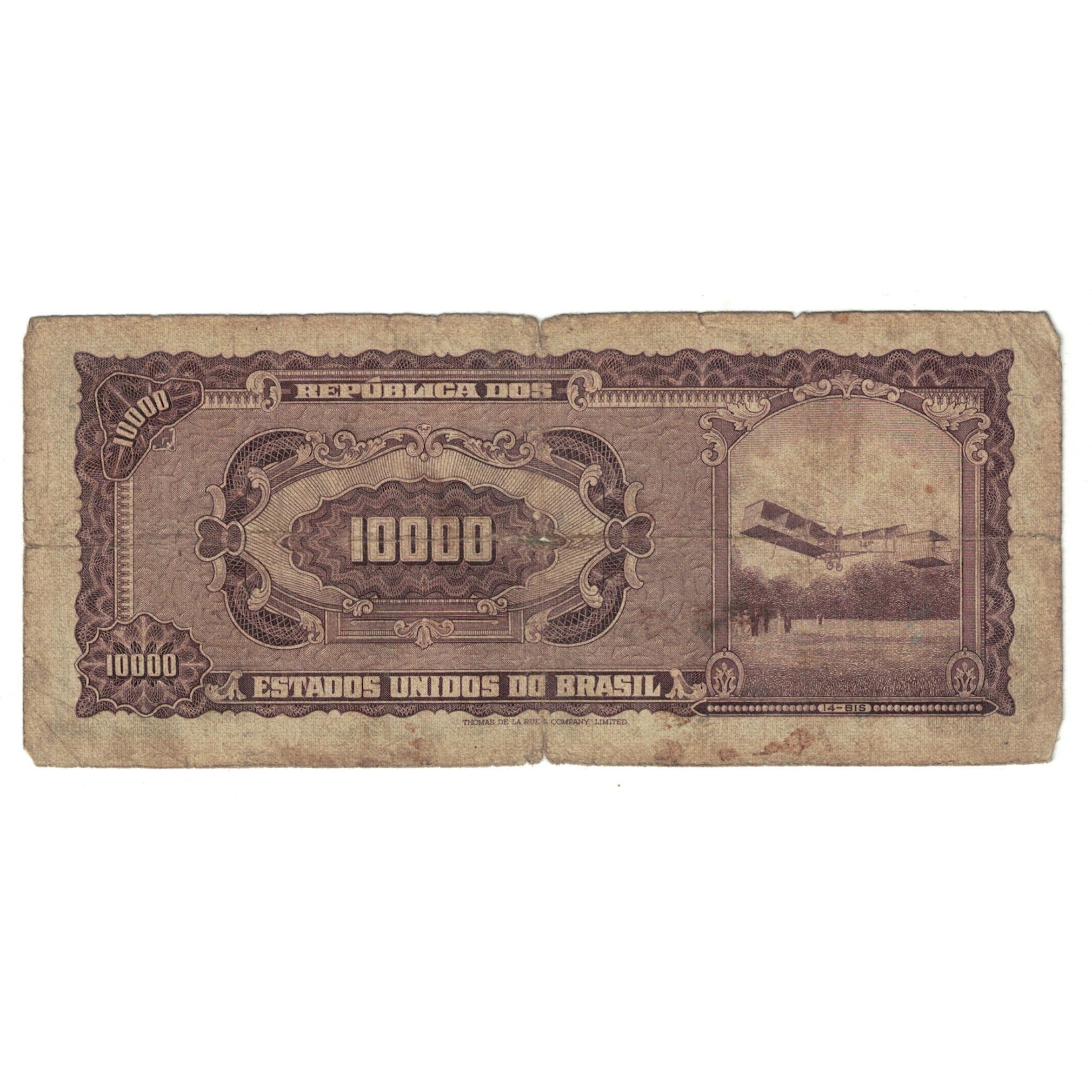 Geldschein, Brasilien, 10 Cruzeiros Novos on 10,000 Cruzeiros, Undated (1966)