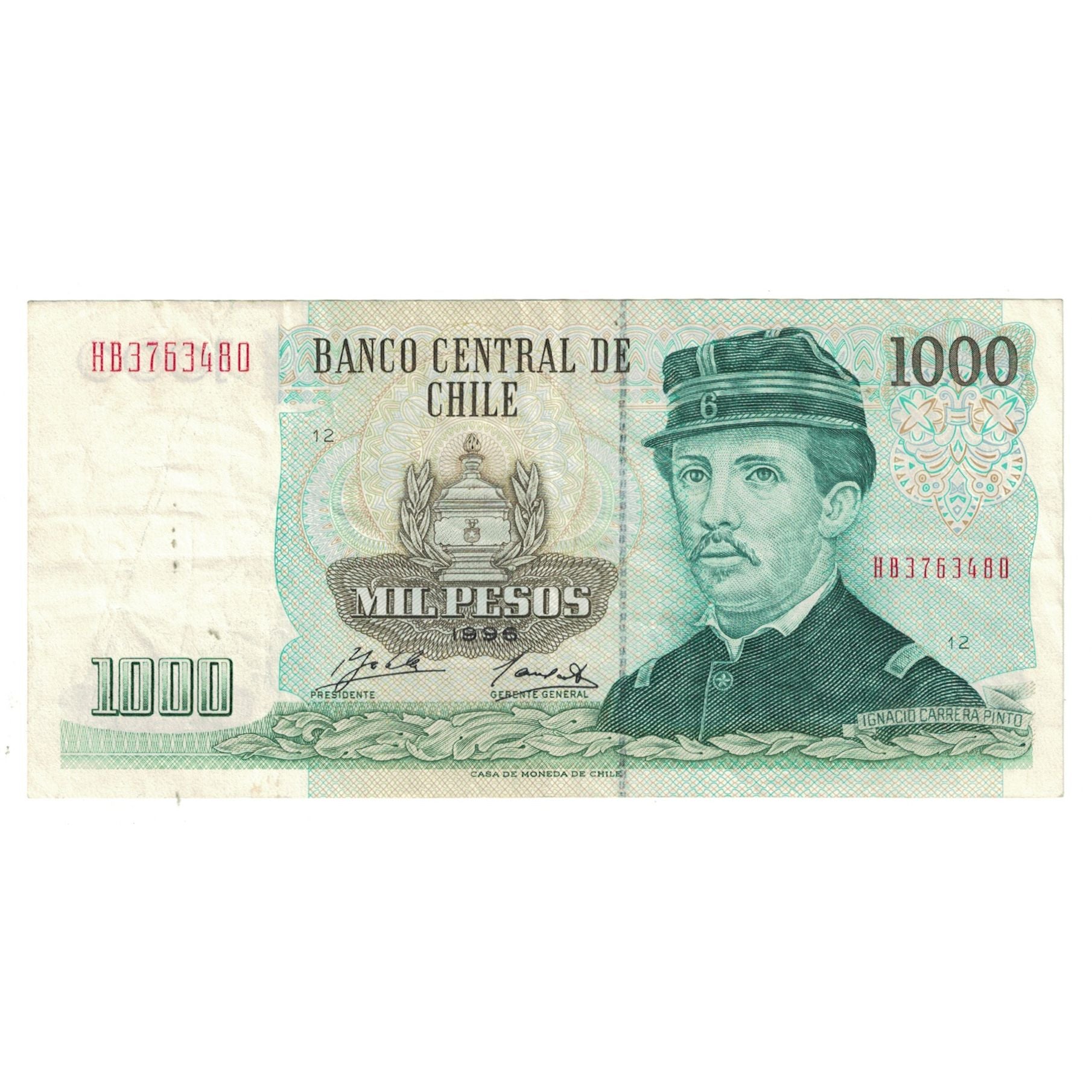 Billete, 1000 Pesos, 1996, Chile, KM:154f, MBC