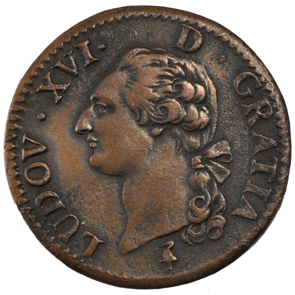 FRANCE, Sol, 1791, Paris, EF(40-45), Copper, Gadoury #350, 12.17