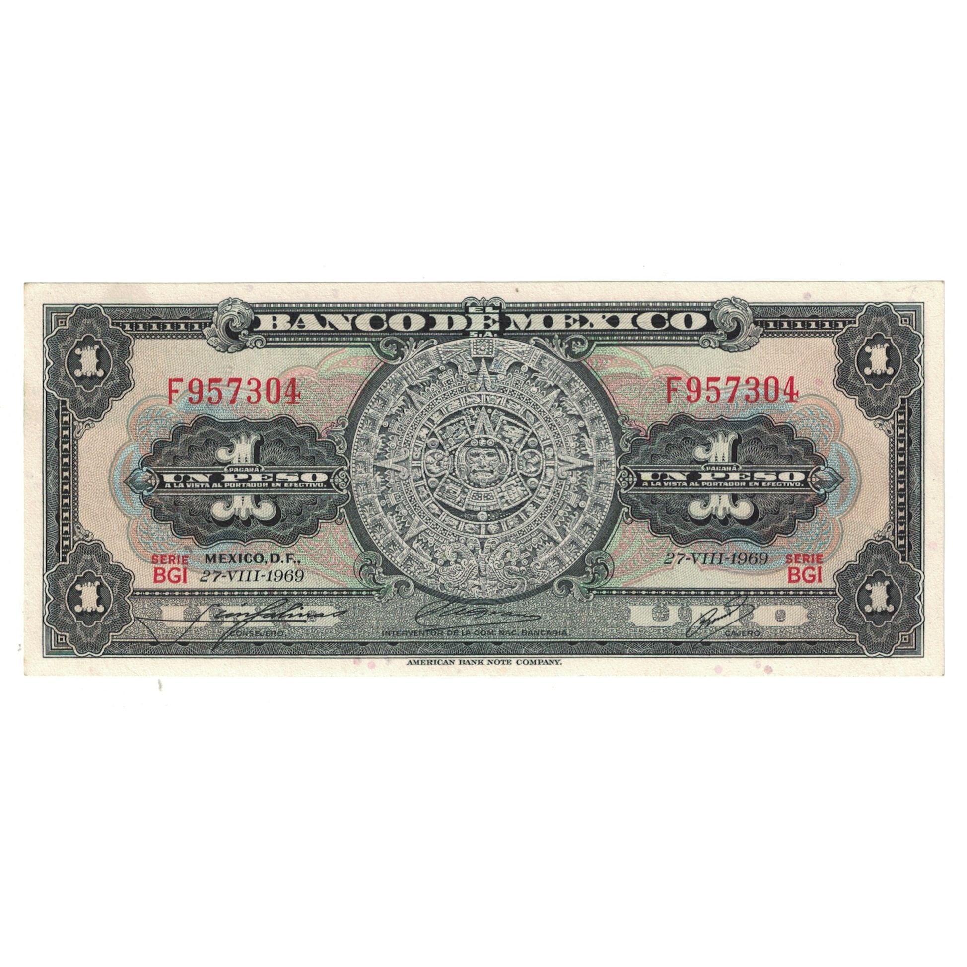 Billet, Mexique, 1 Peso, 1969, 1969-08-27, KM:59k, SPL