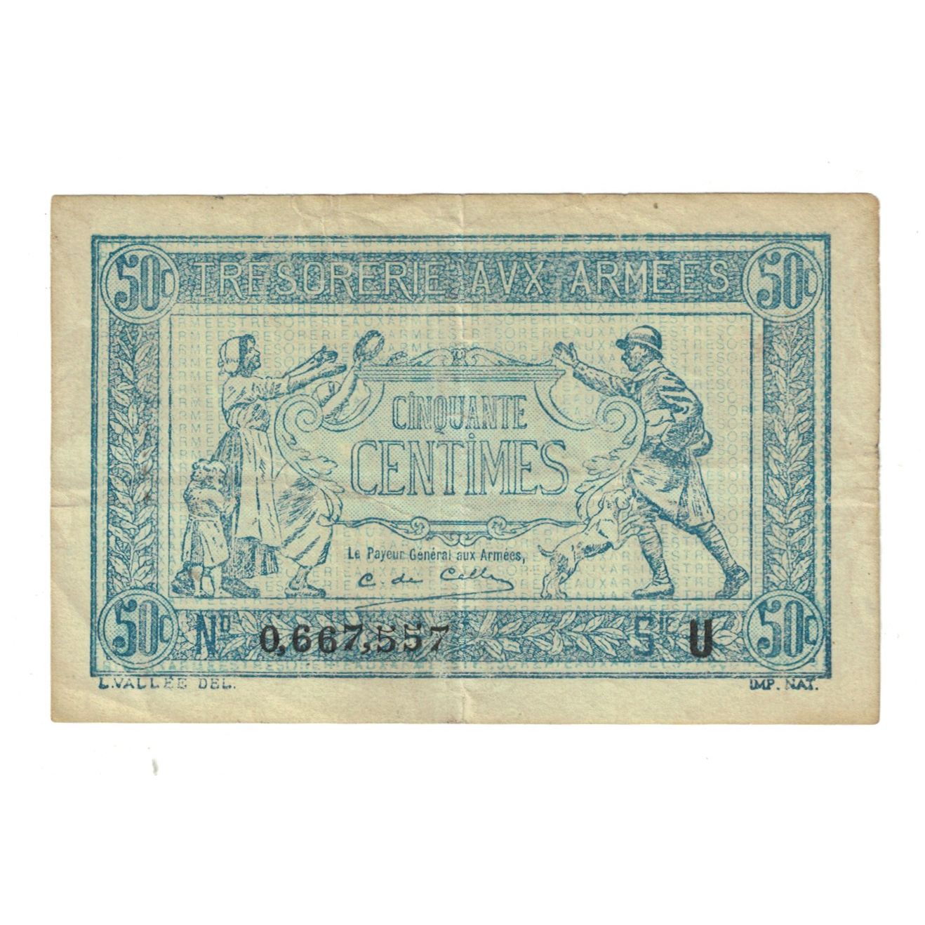 Frankrijk, 50 Centimes, Undated (1919), 0667557, TB+, Fayette:VF 2.7, KM:M4