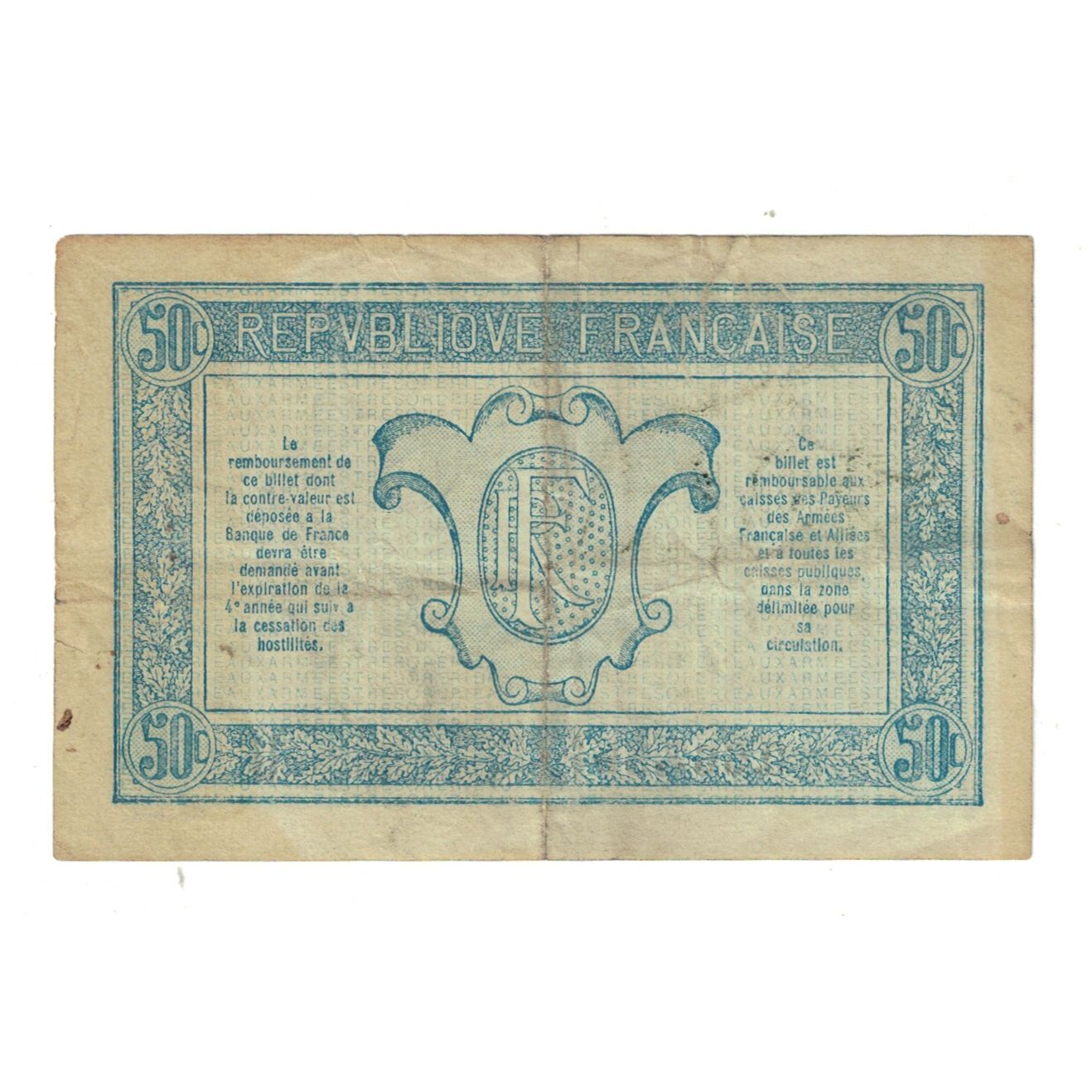 Frankrijk, 50 Centimes, Undated (1919), 0667557, TB+, Fayette:VF 2.7, KM:M4