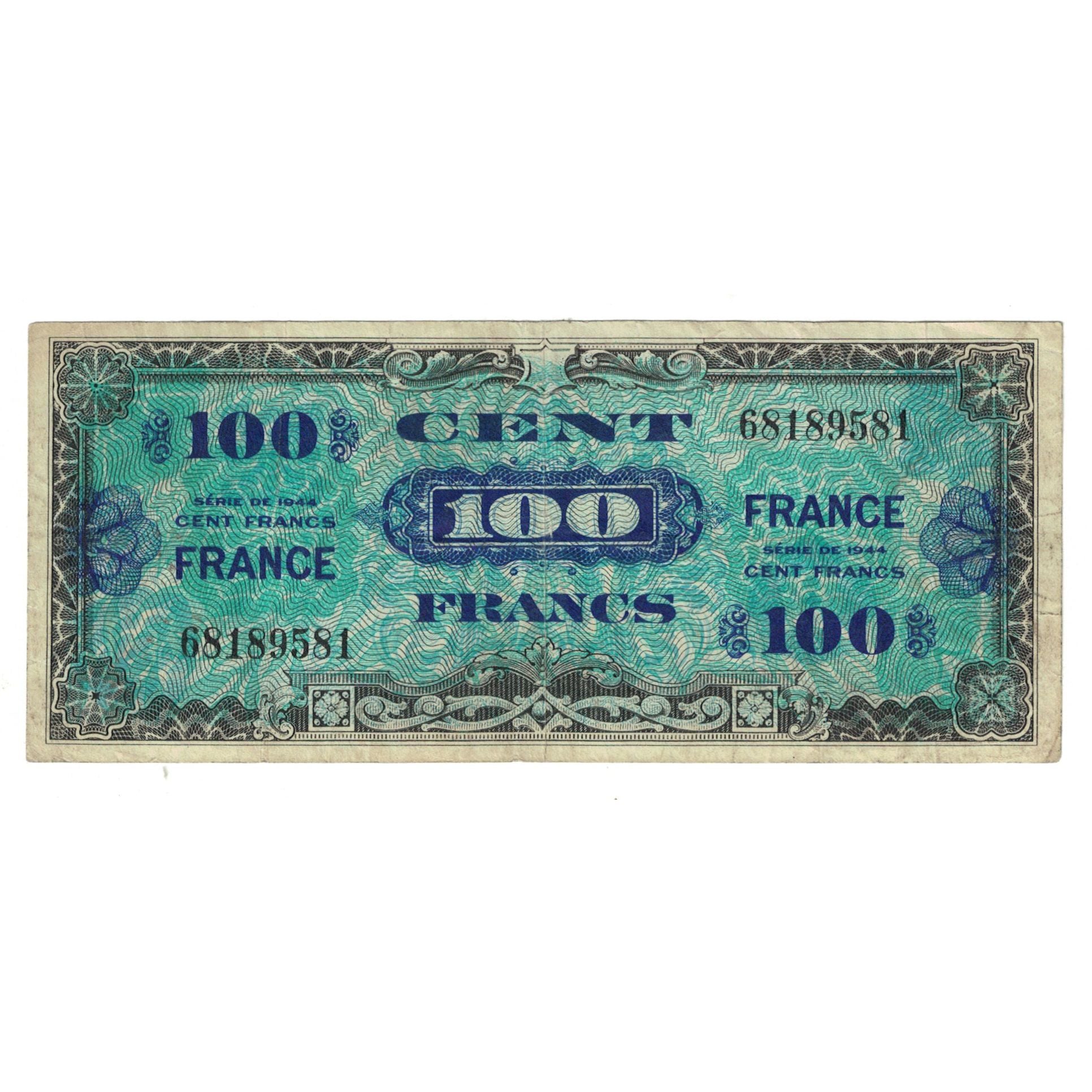 Francja, 100 Francs, 1945 Verso France, 1944, 68189581, VF(20-25)