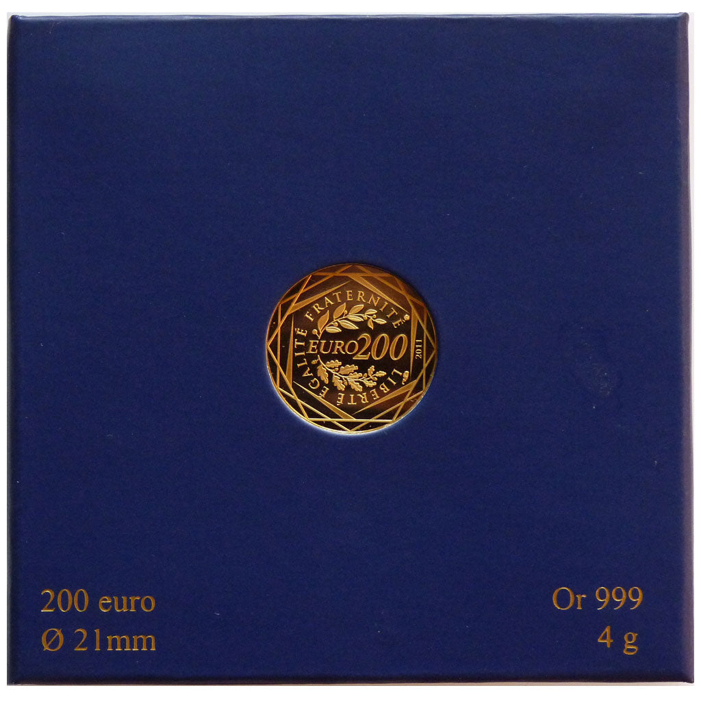 FRANCE, 200 Euro, 2011, Paris, KM #1757, MS(65-70), Gold, 21, 4.00
