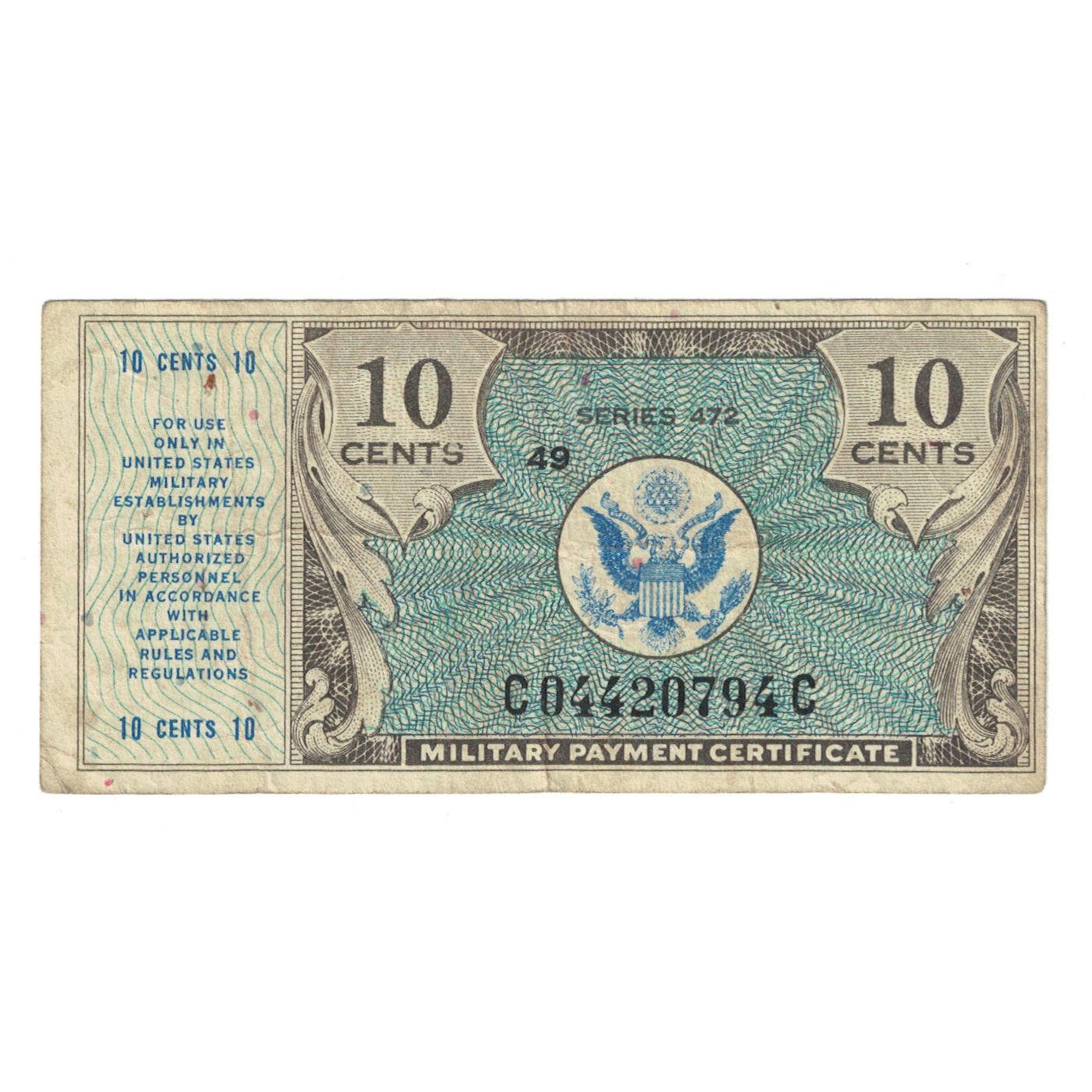 Geldschein, Vereinigte Staaten, 10 Cents, 1948, KM:M16, SS