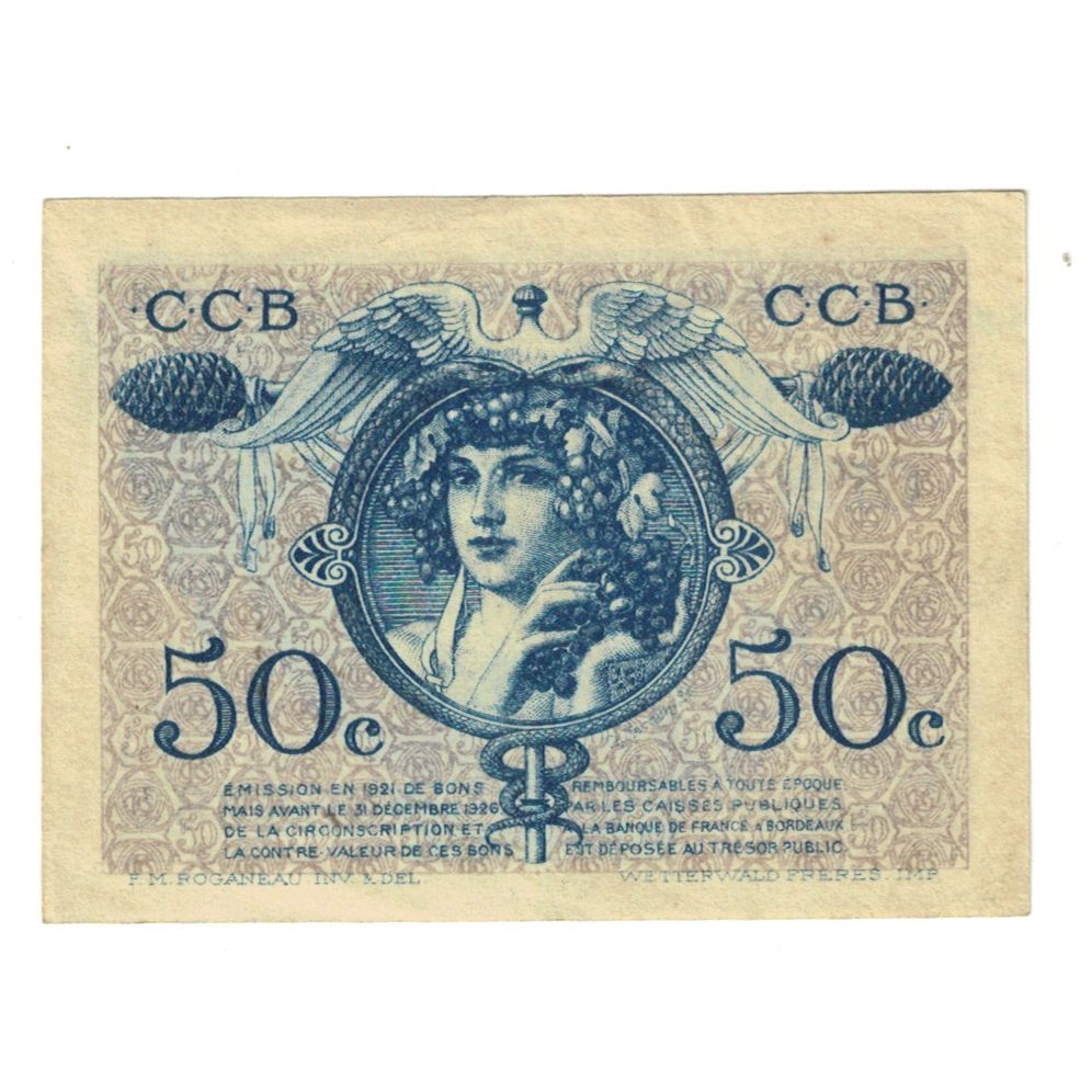 França, Bordeaux, 50 Centimes, 1921, AU(55-58), Pirot:30-28