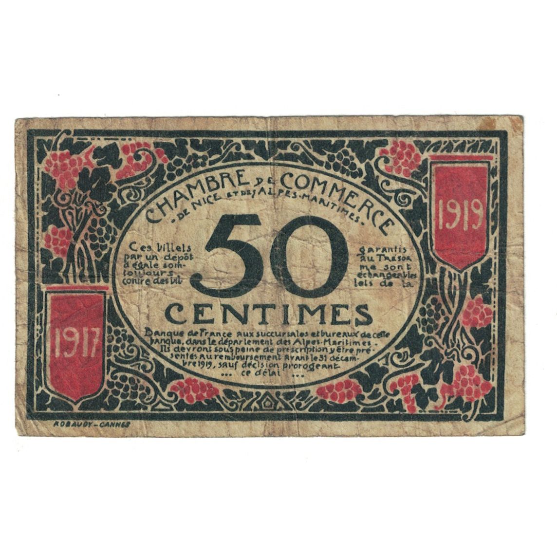 Francia, Nice, 50 Centimes, 1918, MB+, Pirot:91-4