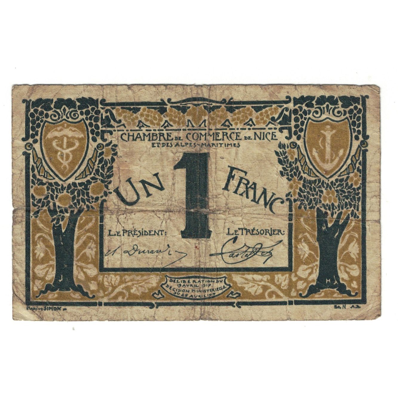 Francia, Nice, 1 Franc, 1919, MB, Pirot:91-5