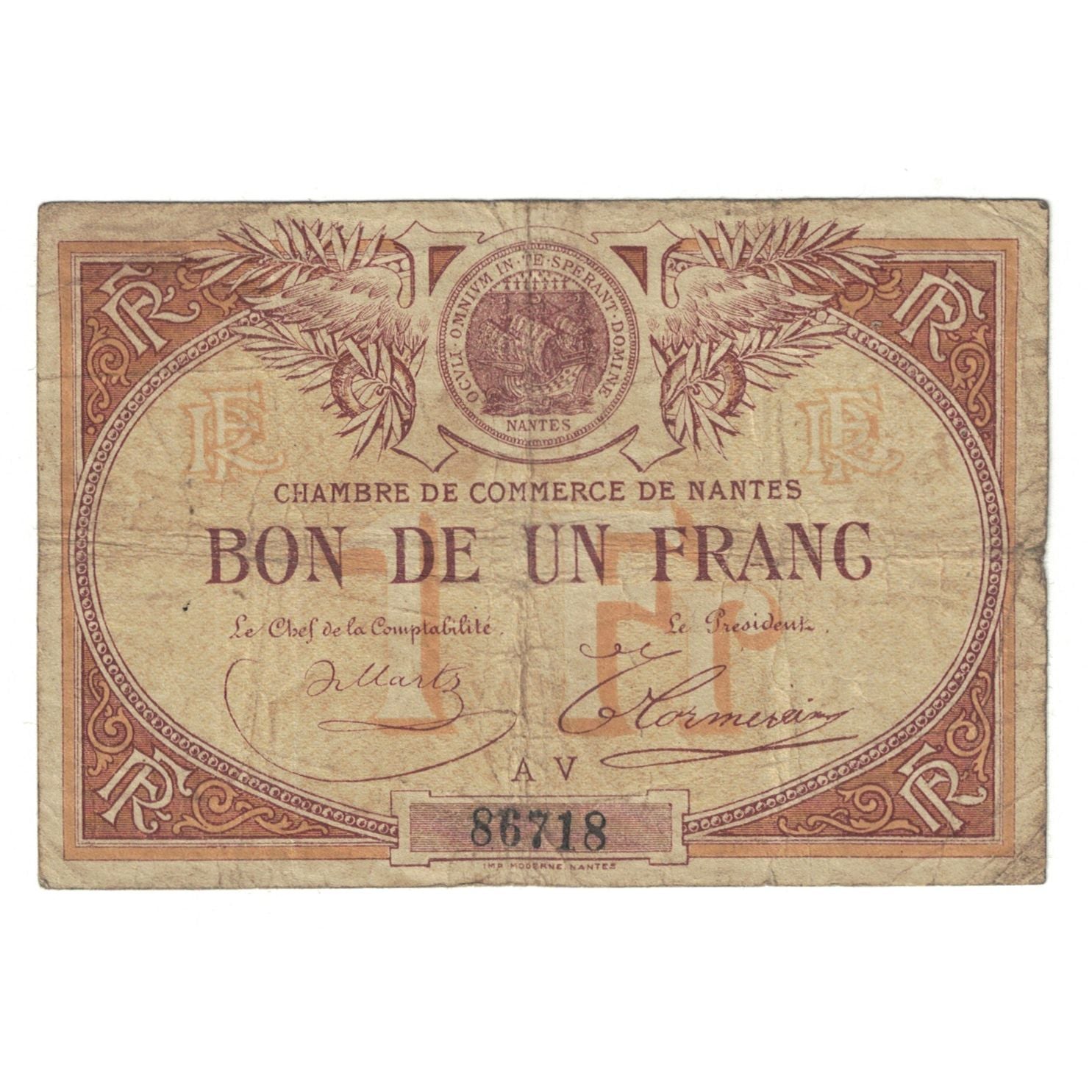 Frankreich, Nantes, 1 Franc, 1922, S+, Pirot:88-5