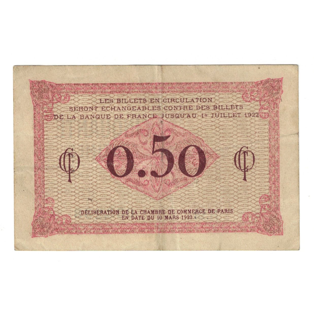 Francia, 50 Centimes, Other, 1920, H.23, PARIS, BC