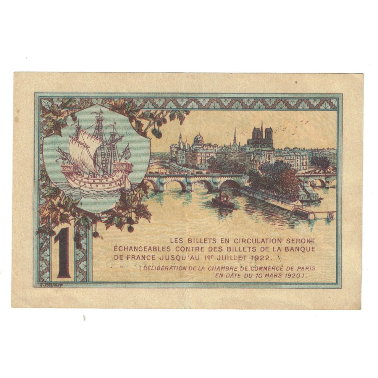 Frankreich, 1 Franc, PIROT 97.36, 1920, A.67, PARIS, VZ
