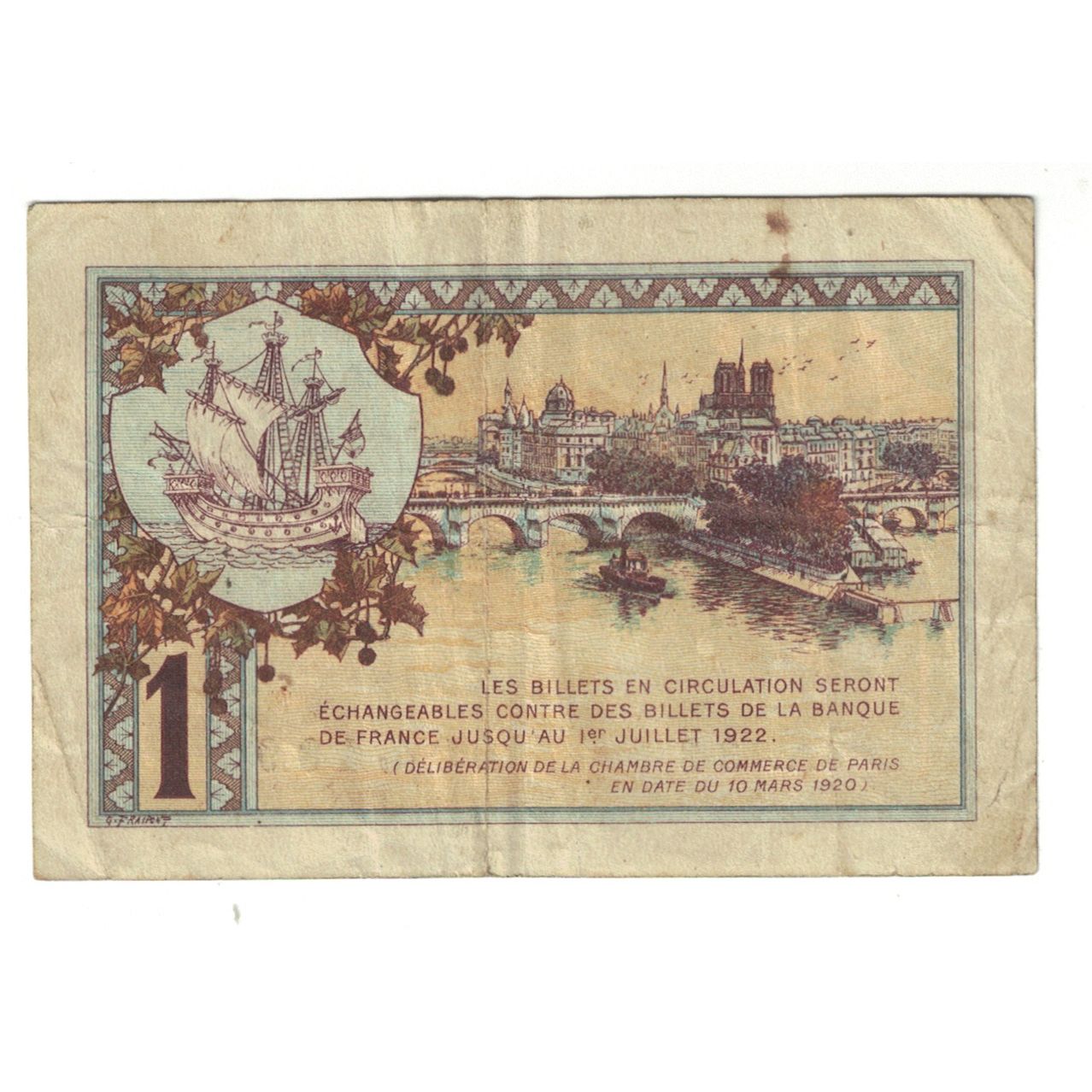 France, 1 Franc, PIROT 97.36, 1920, A.33, PARIS, TB+