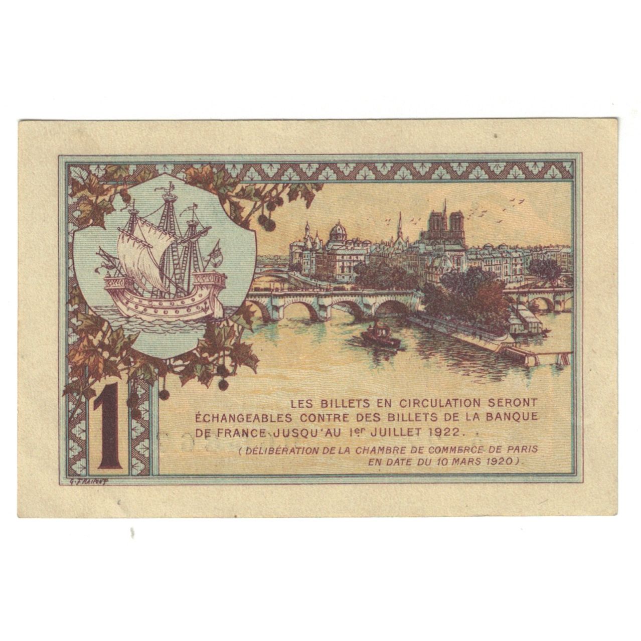 France, 1 Franc, PIROT 97.36, 1920, A.27, PARIS, SUP