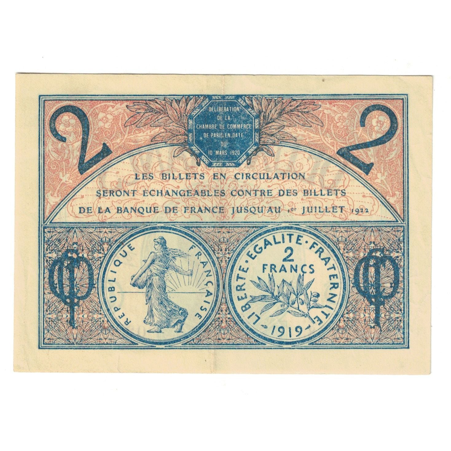 Frankreich, Paris, 2 Francs, 1922, UNZ-, Pirot:97.29