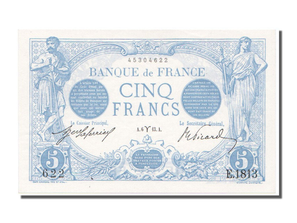France, 5 Francs, Bleu, 1913, 1913-03-06, SUP+, Fayette:2.15, KM:70