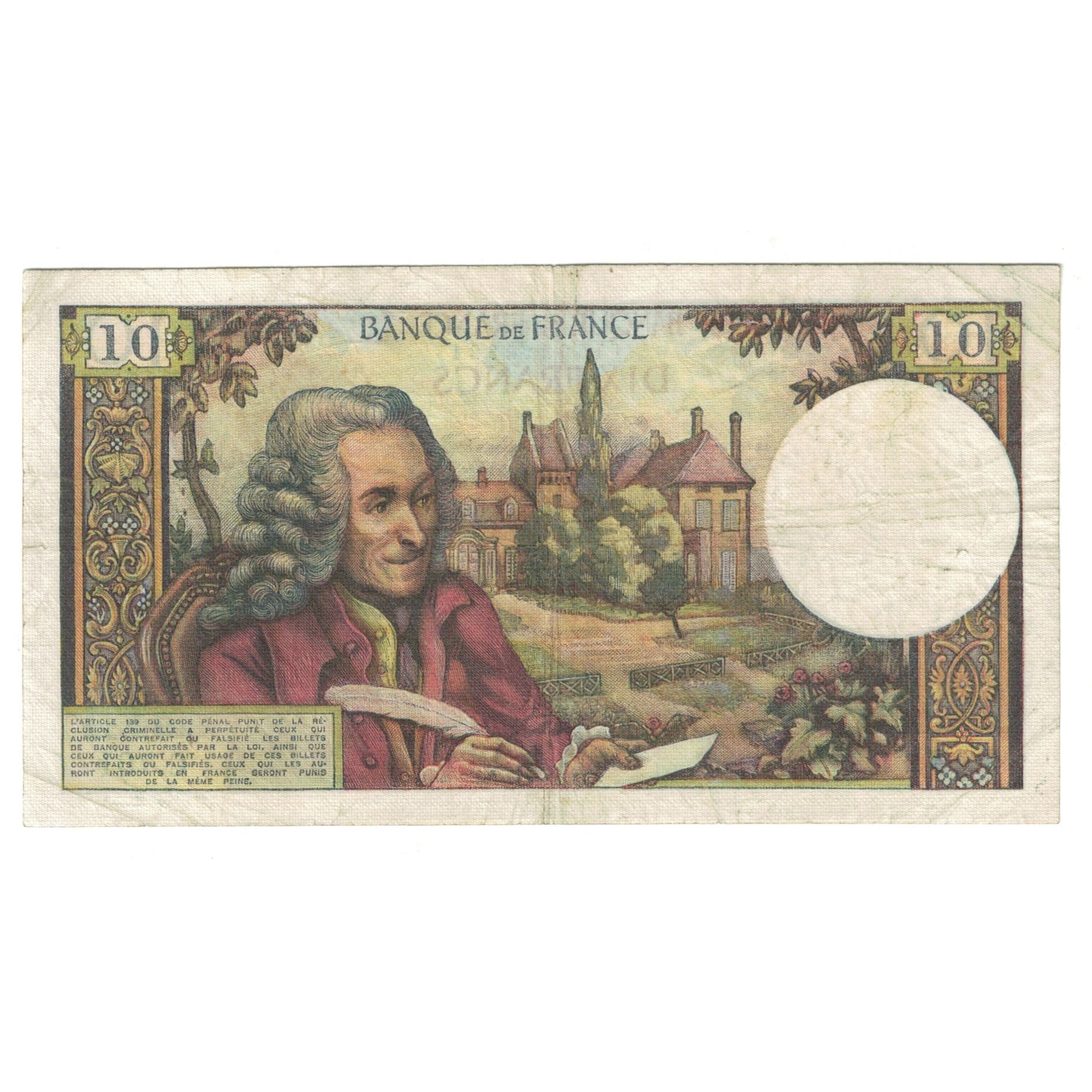 Francia, 10 Francs, Voltaire, 1971, C.701, MBC, Fayette:62.51, KM:147d