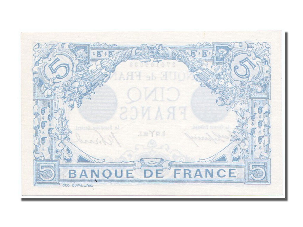 France, 5 Francs, 5 F 1912-1917 ''Bleu'', 1916, KM #70, 1916-03-13, UNC(63),...
