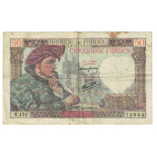 Frankrijk, 50 Francs, Jacques Coeur, 1941, V.170, TTB, Fayette:19.20, KM:93