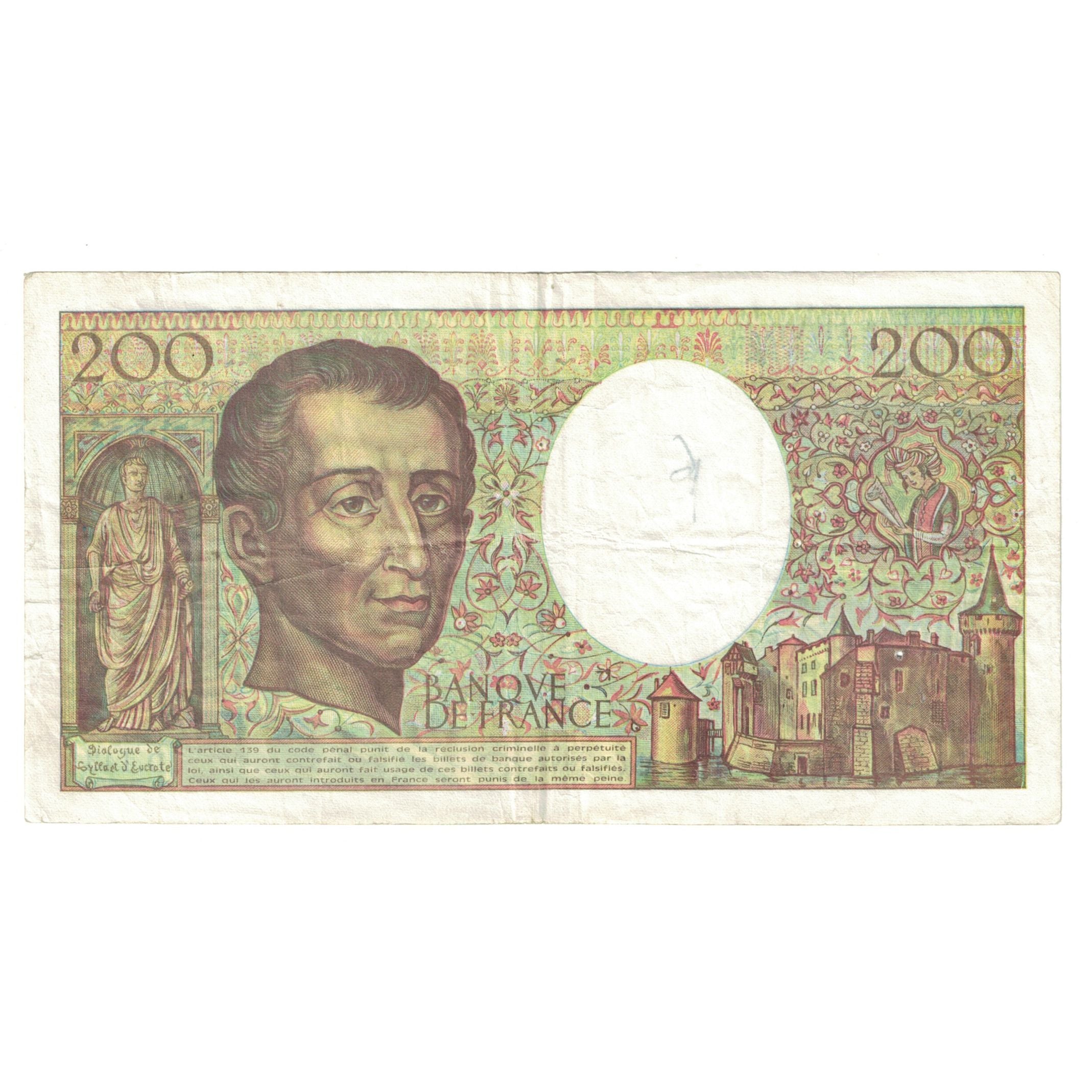 Francja, 200 Francs, Montesquieu, 1992, D.143, VF(20-25), Fayette:70.12c