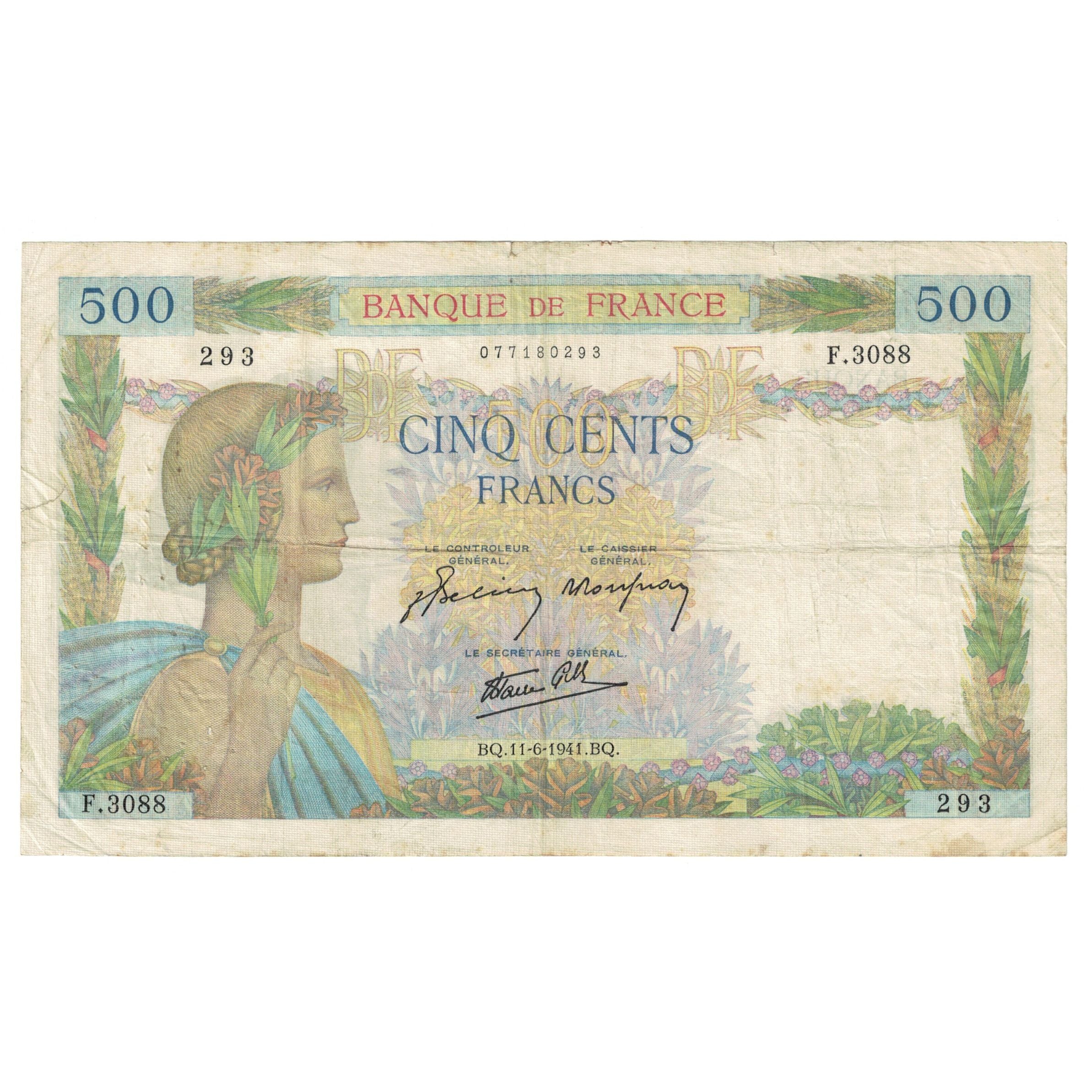 Frankreich, 500 Francs, La Paix, 1939, F.3088293, S, Fayette:32.18, KM:95b